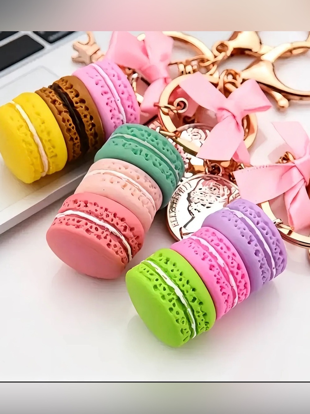 MACARON KEYCHAIN / BAG CHARM WITH BOW (NWOT)